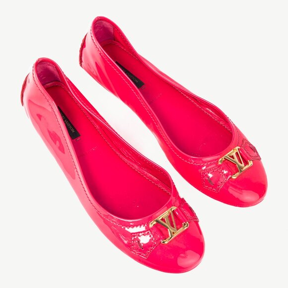 Louis Vuitton Rose Pop LV Oxford Patent Ballerina Flats - Picture 1 of 11